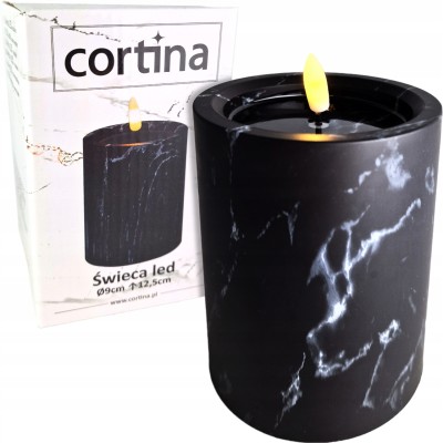 Świeca LED efekt marmuru 9cmx15cm BLACK [6/24]
