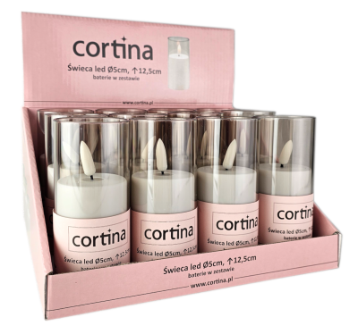 Świeca w tubie dekoracyjna LED 12,5cm x 5cm - WW [12/72] 