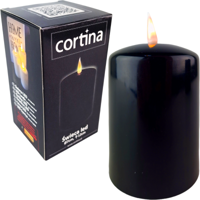 Świeca LED z efektem płomienia 12cm BLACK [6/48]