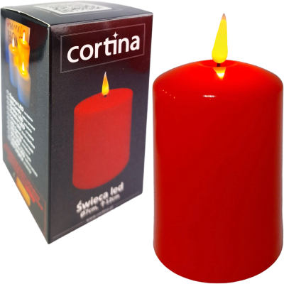 Świeca LED z efektem płomienia 12cm RED [6/48] 
