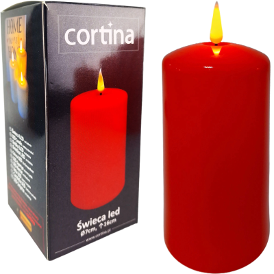 Świeca LED z efektem płomienia 17,5cm RED [6/48]  