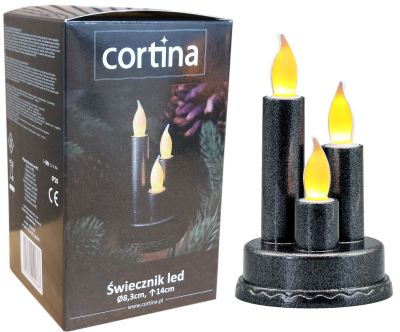 Świecznik potrójny LED na baterie - BLACK [8/32]  