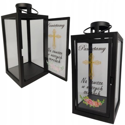 Latarenka dekoracyjna z napisem - kolor czarny [12/12]