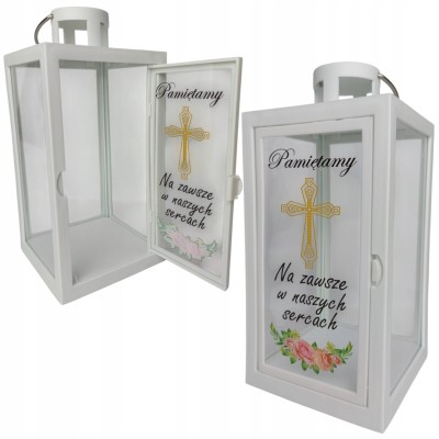 Latarenka dekoracyjna z napisem - kolor biały [12/12]