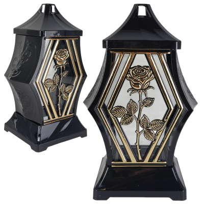 Znicz dekoracyjny złota róża 29,5 cm 