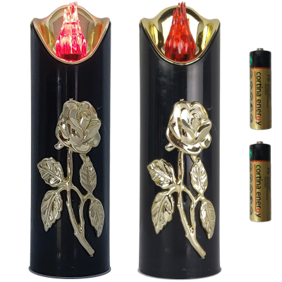 Świeca LED na baterie RICO FLOWER RÓŻA 17,5cm BG/RED [12/72]  