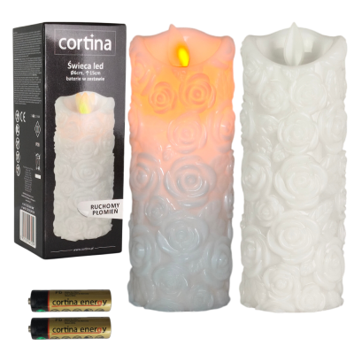 Świeczka z różą led z efektem płomienia 15 cm [12/72]  