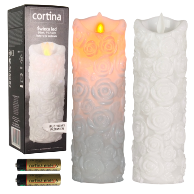 Świeczka z różą led z efektem płomienia 17,5 cm [12/72]  