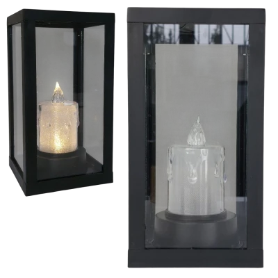 Latarenka solarna 20cm z świeczką akrylową LED [12/12]