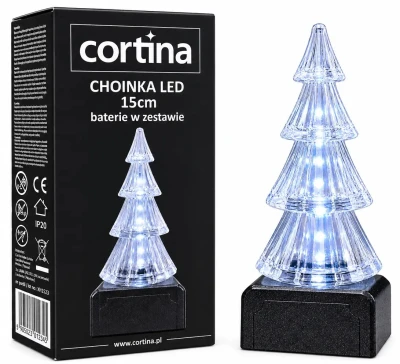 Wkład świeca choinka led 15 CM - zimny biały [10/40]