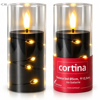 Świeczka świeca z drucikami tuba LED 12cm - kolor czarny [12/72]