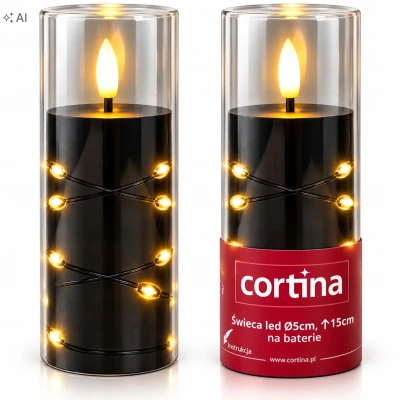 Świeczka świeca z drucikami tuba LED 15cm - kolor czarny [12/72]