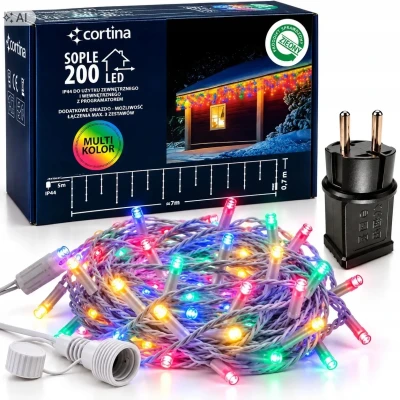Lampki sople 200 LED zewnętrzne - MULTIKOLOR [1/20]