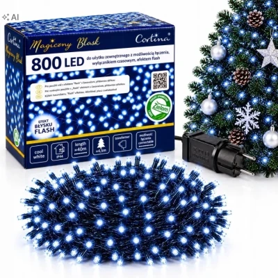 Lampki 800 LED zewnętrzne - CW + flash CW [1/8]