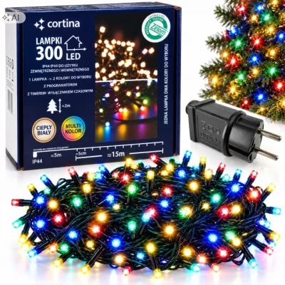 Lampki choinkowe 300 LED zewnętrzne - WW+M [1/12]