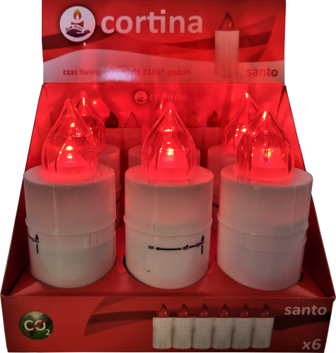 Wkład Santo Led do zniczy na baterie , zestaw wkładów kolor czerwony.