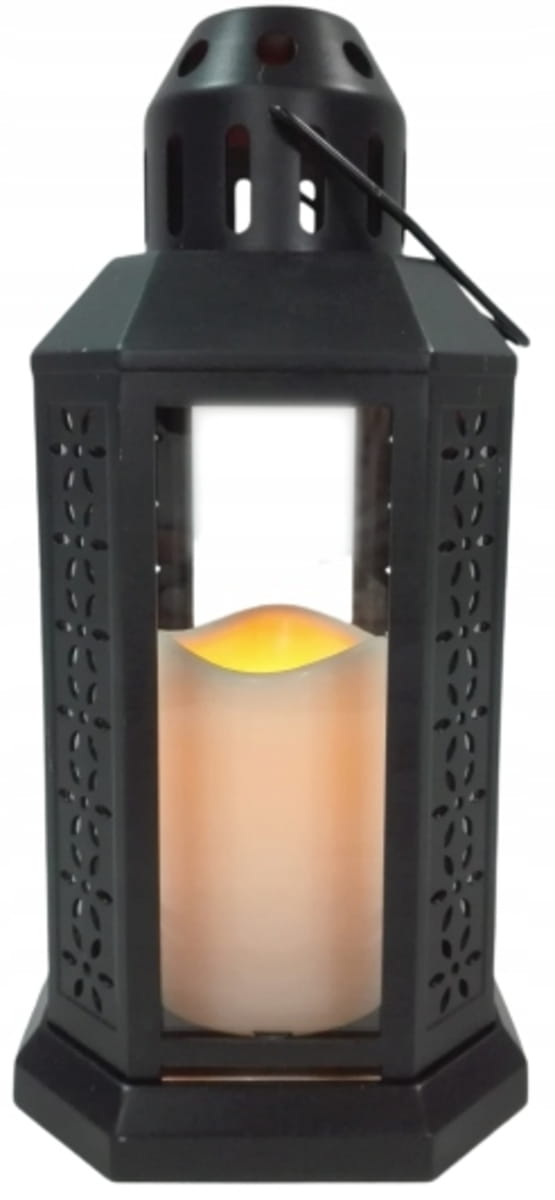 LATARENKA LAMPION LED CZARNY ŚWIECA BATERIE 2xR6 EAN 5907520031437