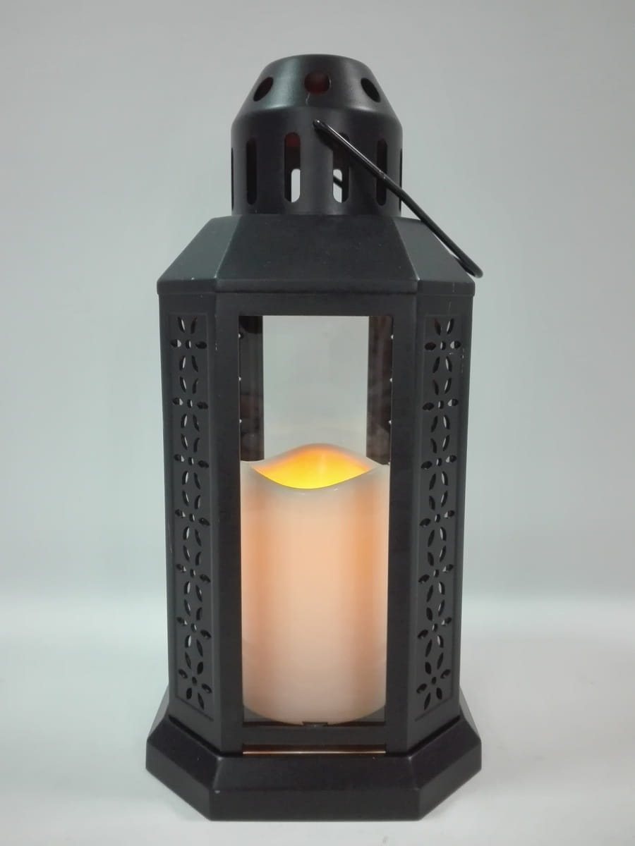 LATARENKA LAMPION LED CZARNY ŚWIECA BATERIE 2xR6 Kod producenta Latarenka dekoracyjna + Świeczka